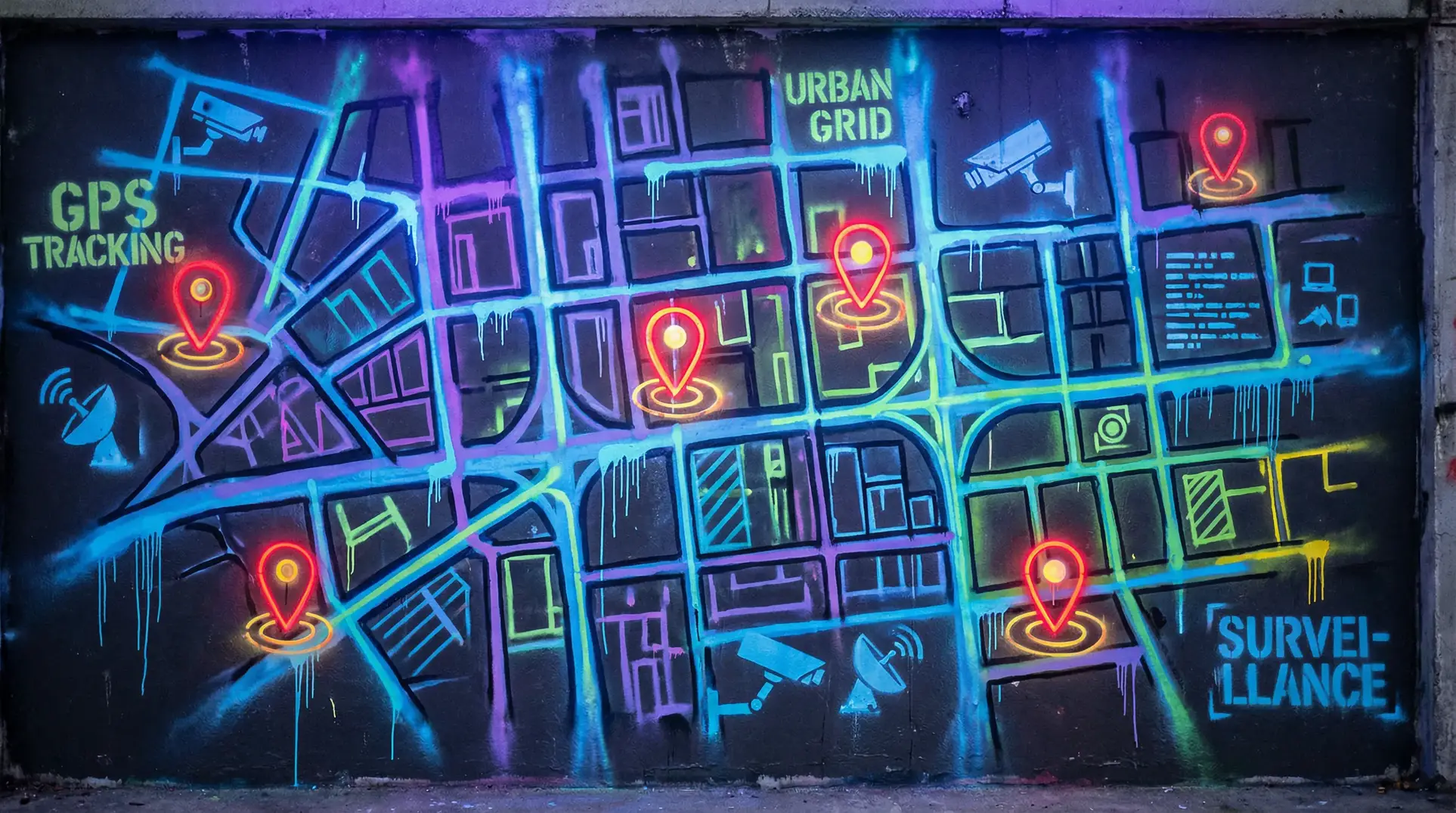 stripechat 狗仔追踪地图 - 城市涂鸦风格